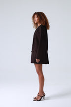 Brown Double-Breasted Virgin Wool Blazer| Monica ETNA