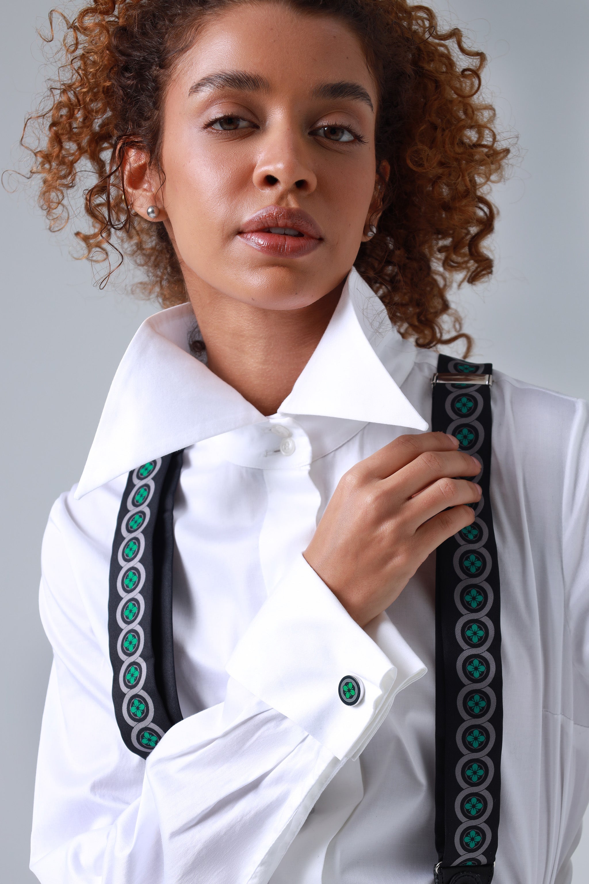 Meadow Green Floral Print Handmade Italian Cufflinks with Clear Resin