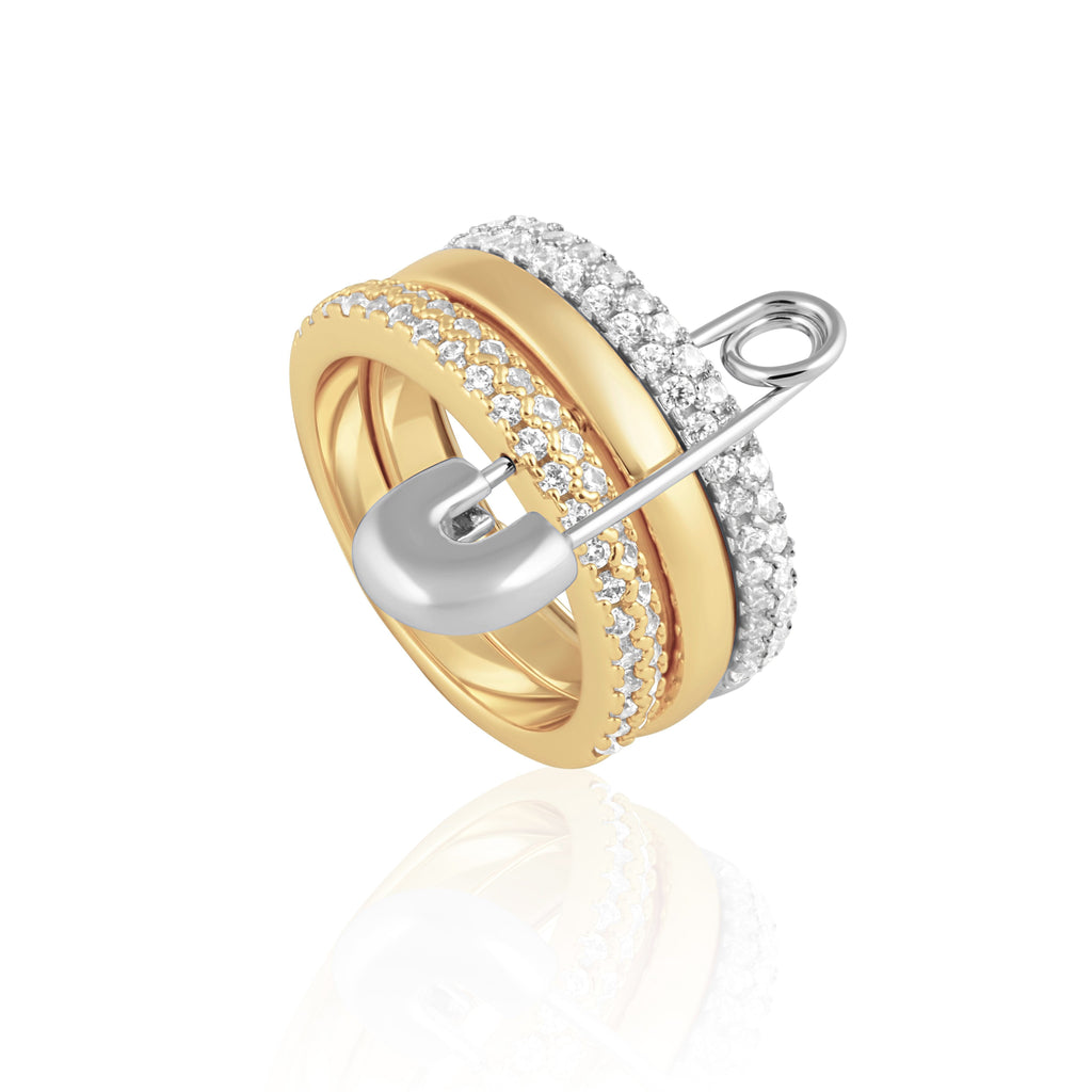 Eva Stacked Safety Pin Ring