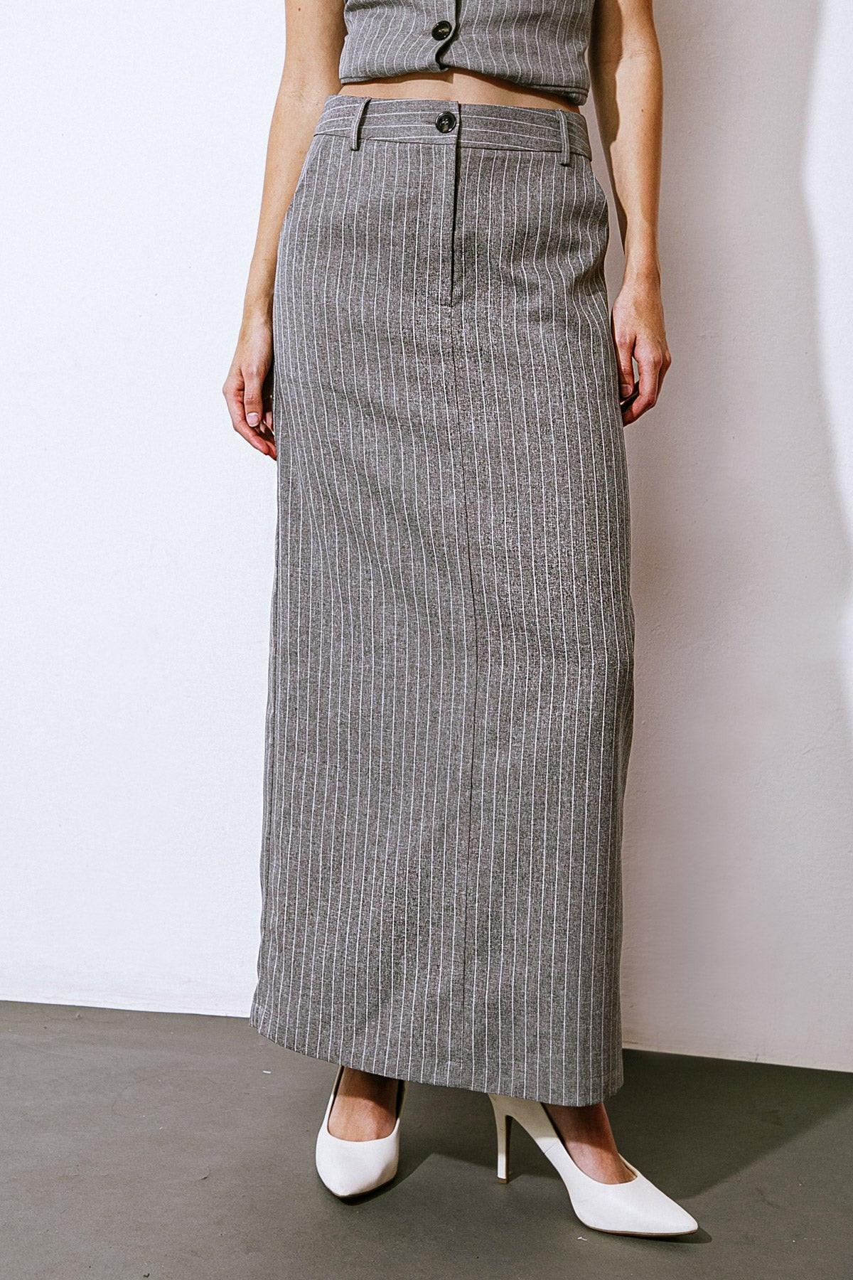 GET TO THE POINT WOVEN MIDI SKIRT Flying Tomato