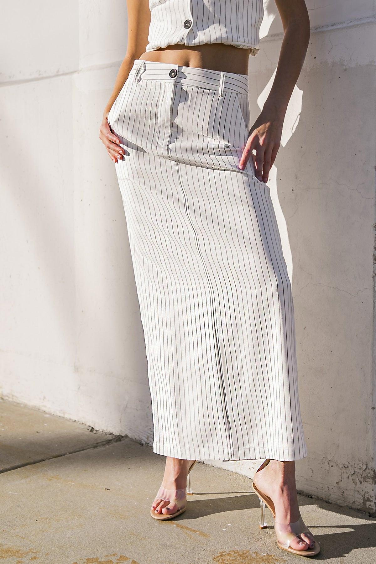 GET TO THE POINT WOVEN MIDI SKIRT Flying Tomato