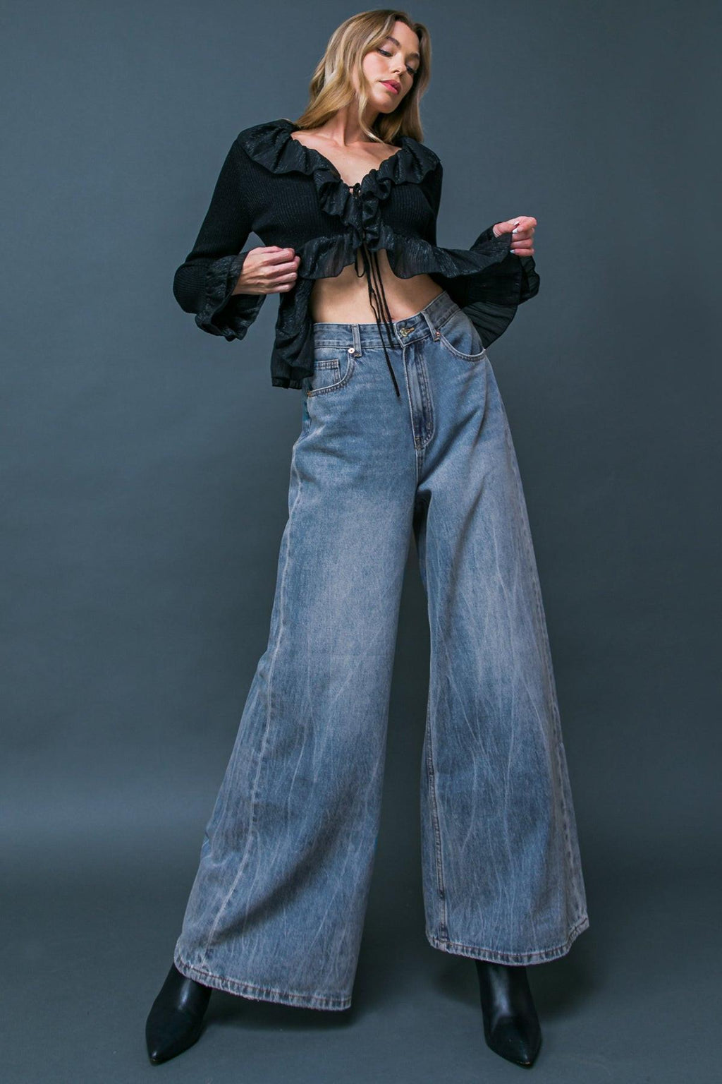 DARING TREND WASHED DENIM PANTS Flying Tomato