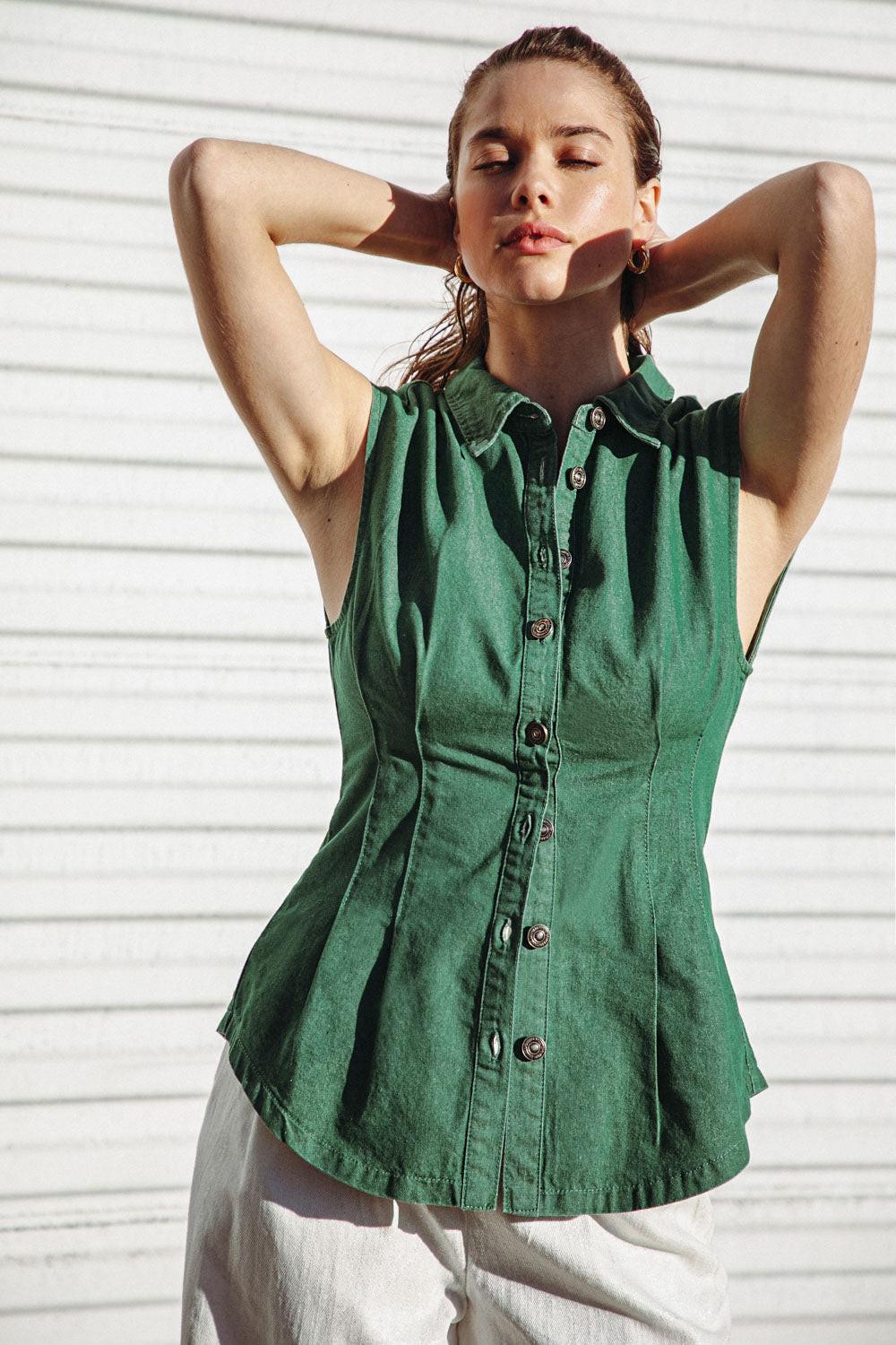 CLEAN SLATE DENIM TOP Flying Tomato