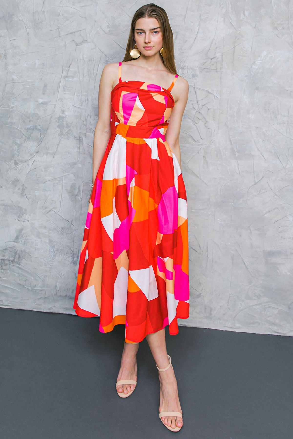 IF YOU DON'T MIND WOVEN MIDI DRESS Flying Tomato