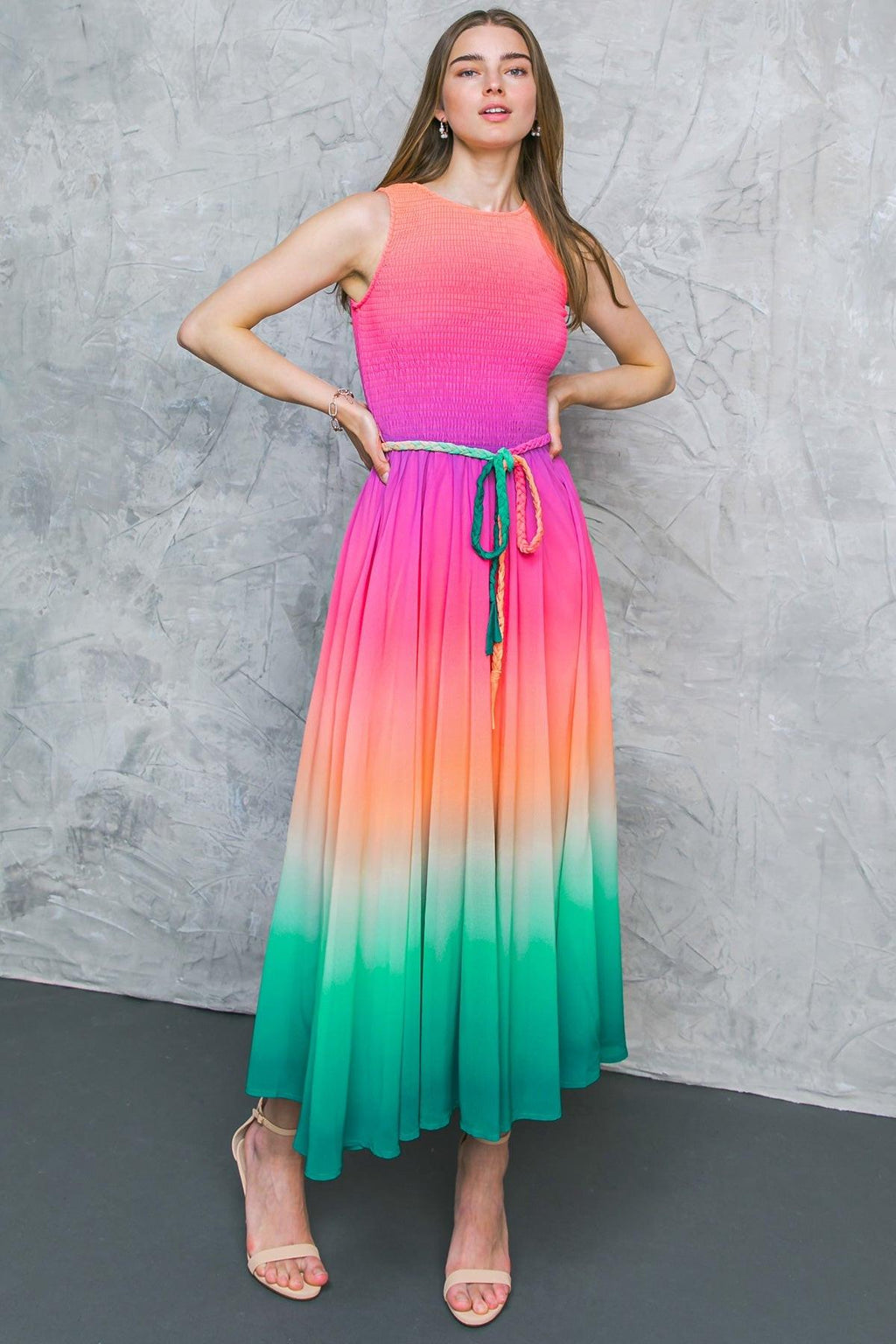 CATER TO YOU WOVEN MIDI DRESS Flying Tomato