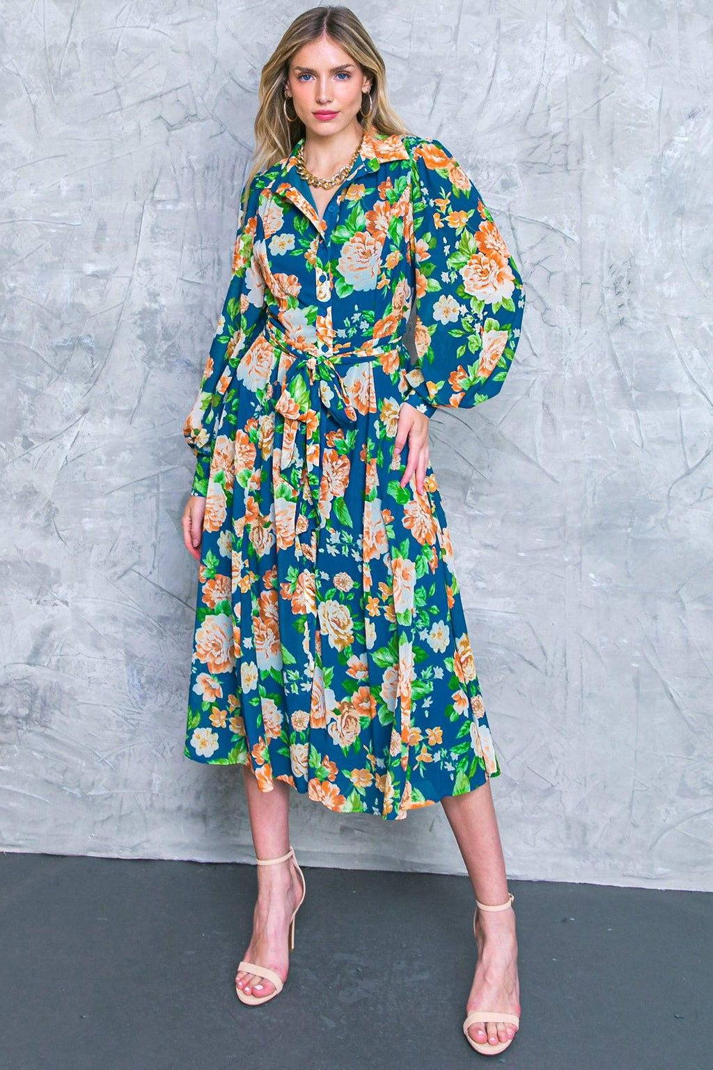 BUBBLY BLISS WOVEN MIDI SHIRT DRESS Flying Tomato