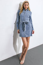 BE A LIGHT DENIM MINI DRESS Flying Tomato