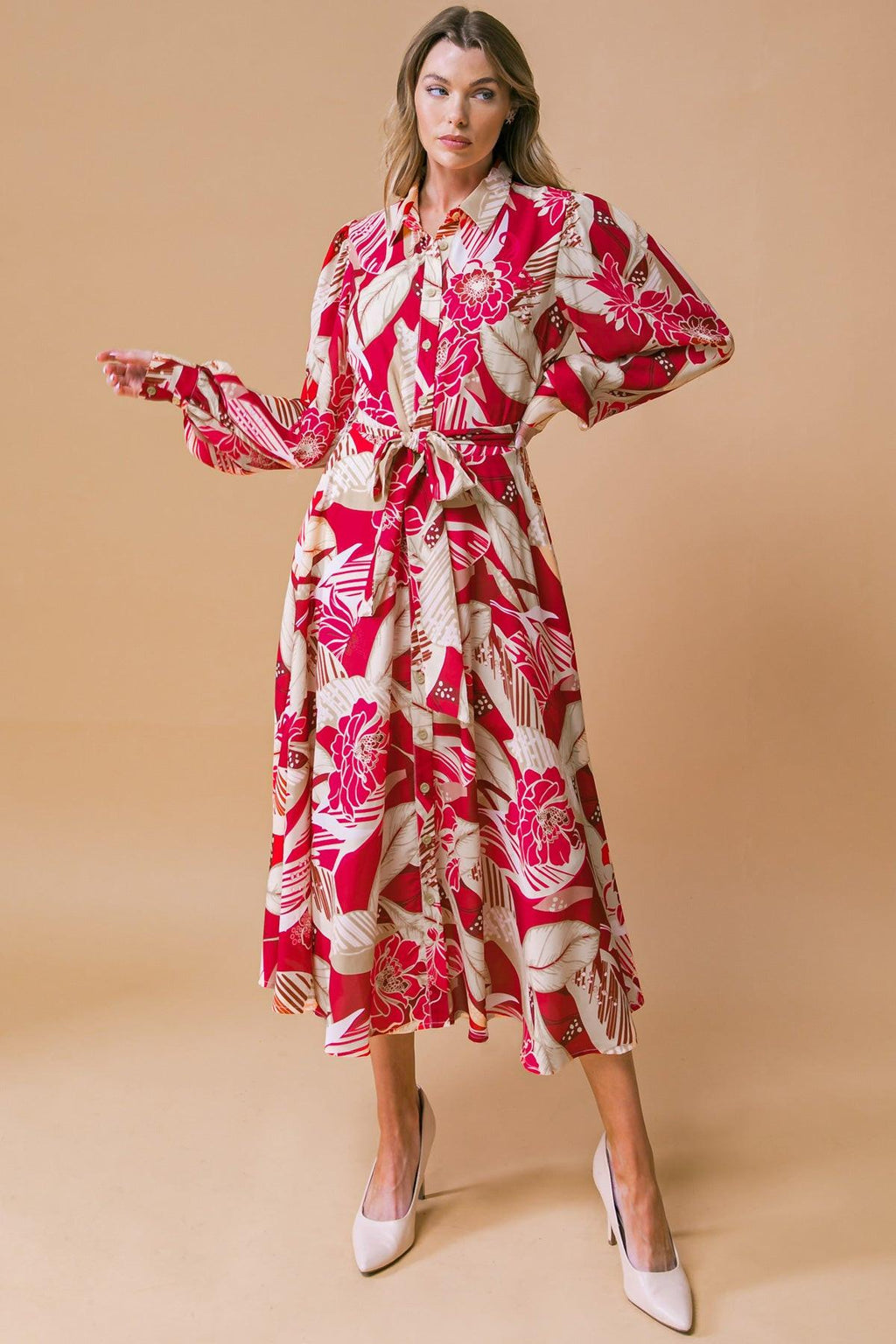 HEART OF WOVEN MIDI DRESS Flying Tomato