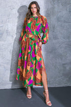 CUE THE CHIC WOVEN MIDI DRESS Flying Tomato
