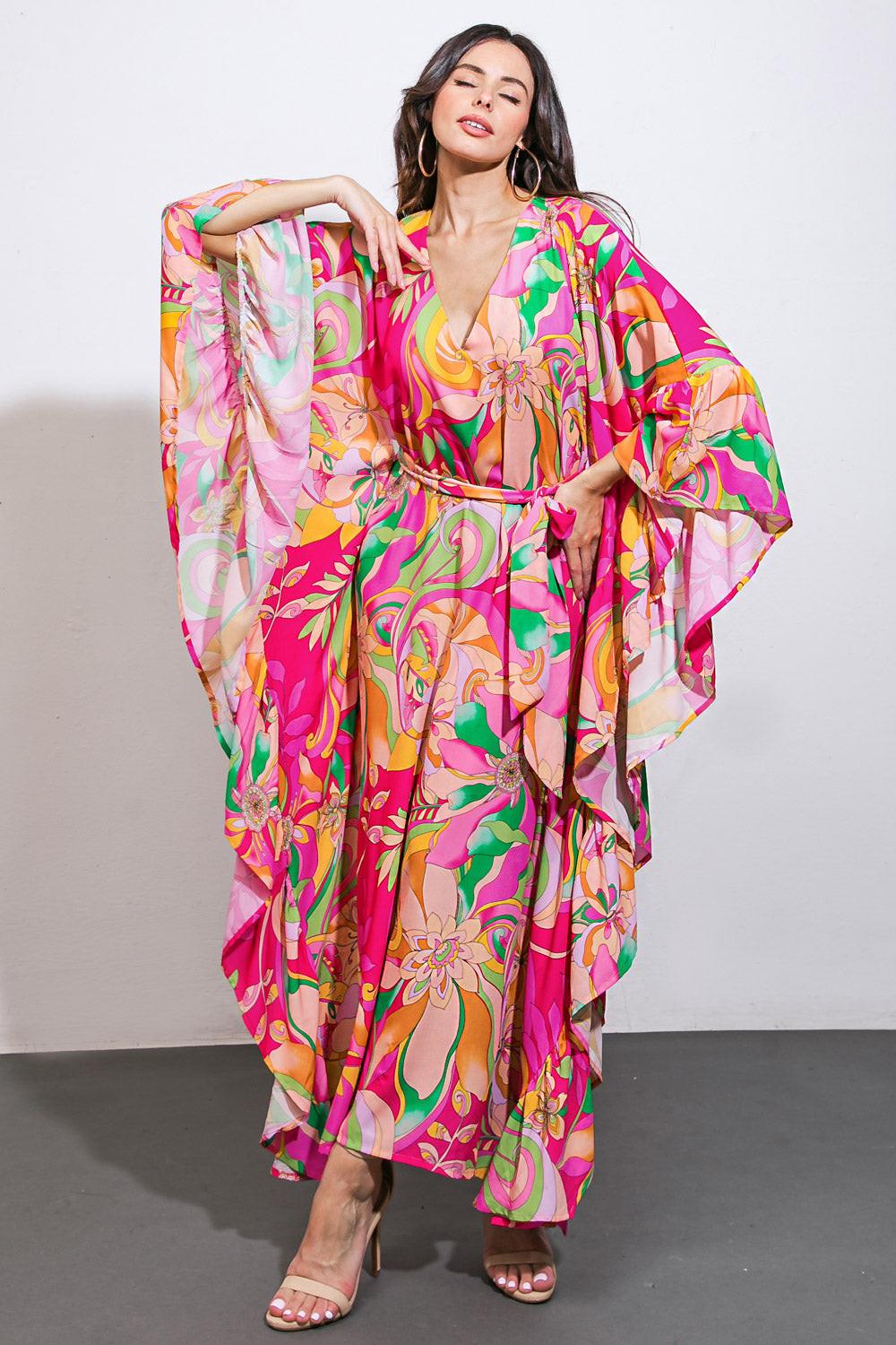 SEASIDE GIRLS WOVEN KAFTAN DRESS Flying Tomato