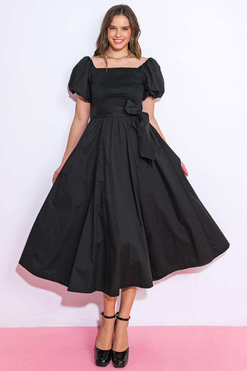 A PEACEFUL PLACE WOVEN MIDI DRESS Flying Tomato