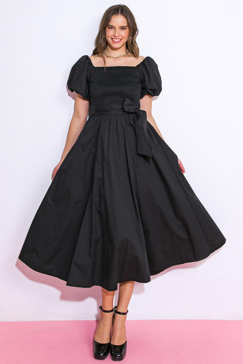 A PEACEFUL PLACE WOVEN MIDI DRESS Flying Tomato