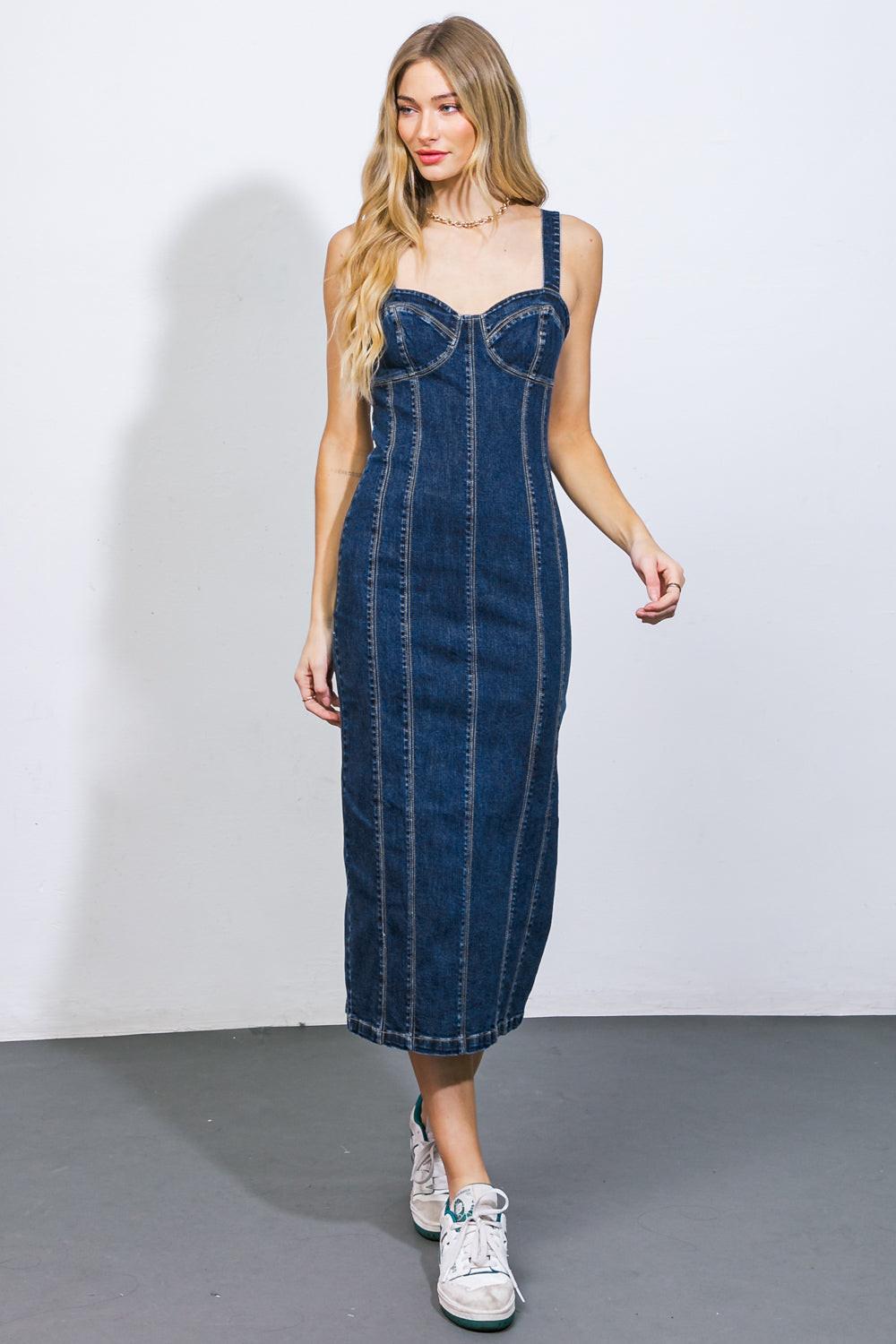 A GREATER LOVE DENIM MIDI DRESS Flying Tomato