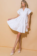TIMELESS BEAUTY TWILL MINI DRESS Flying Tomato