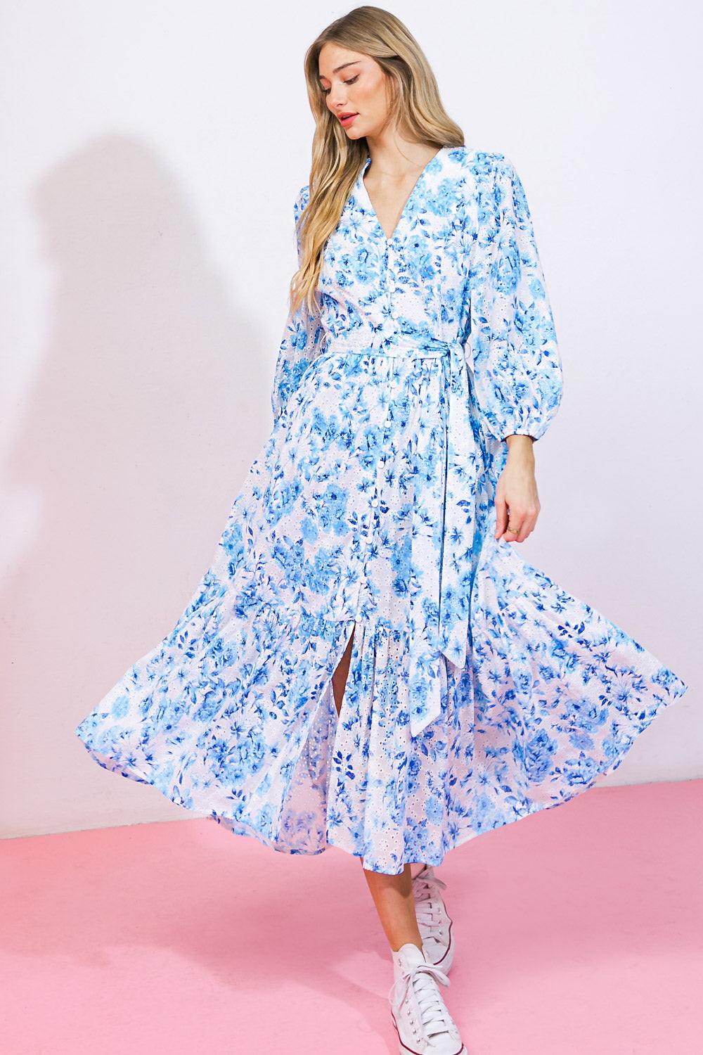SPECTACULAR MAGIC WOVEN EYELET MIDI DRESS Flying Tomato