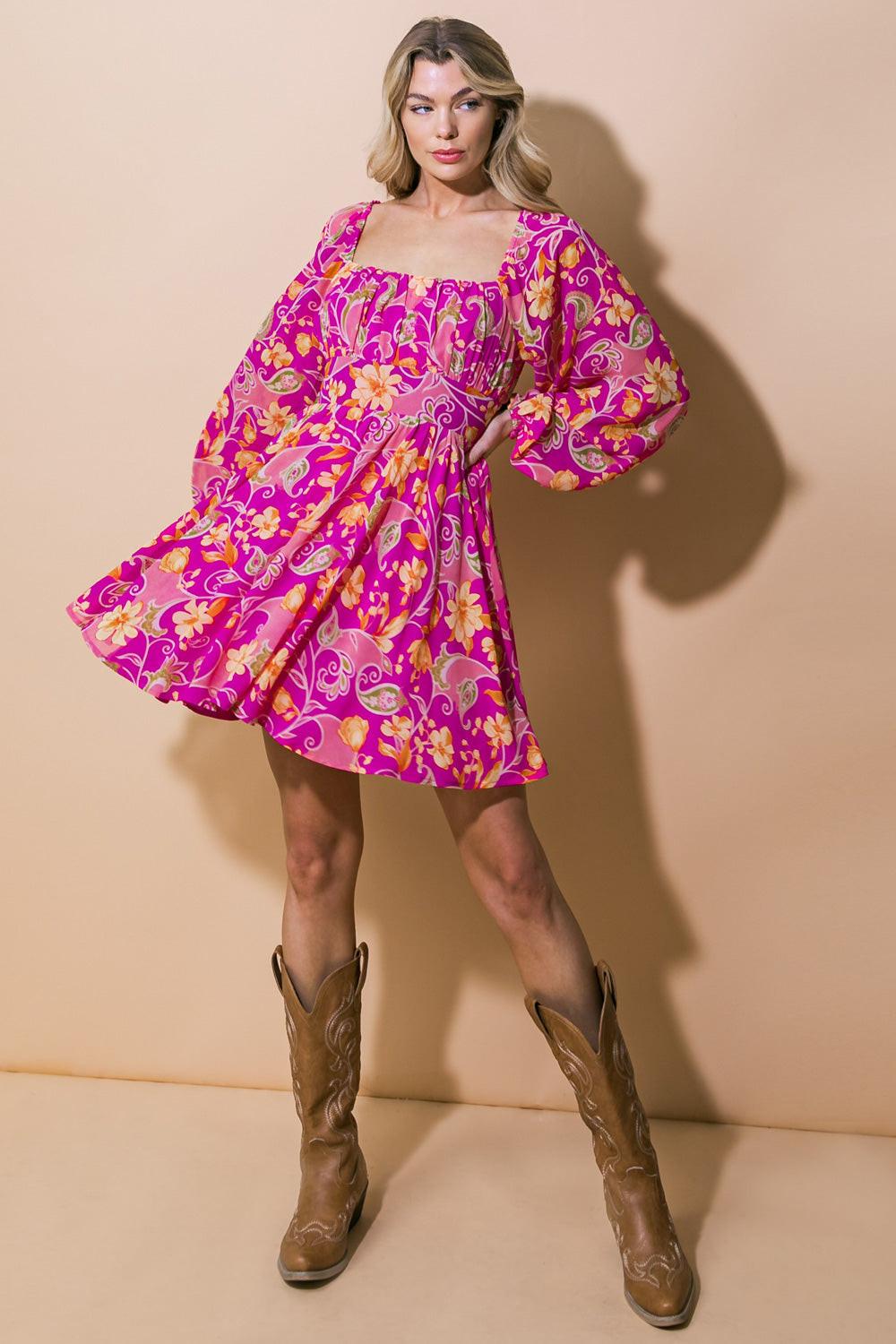 THRIVING ALL NIGHT WOVEN MINI DRESS Flying Tomato