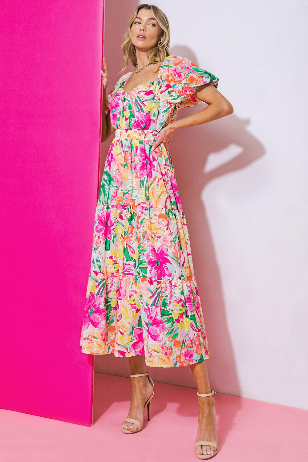 IT STARTS NOW WOVEN MIDI DRESS Flying Tomato