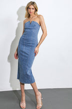 DIVINE DREAM DENIM MIDI DRESS Flying Tomato