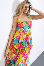 VISIONS FROM THE MEADOW WOVEN MIDI DRESS Flying Tomato