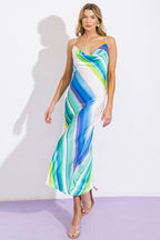 SENSE OF SERENITY WOVEN SATIN MIDI DRESS Flying Tomato