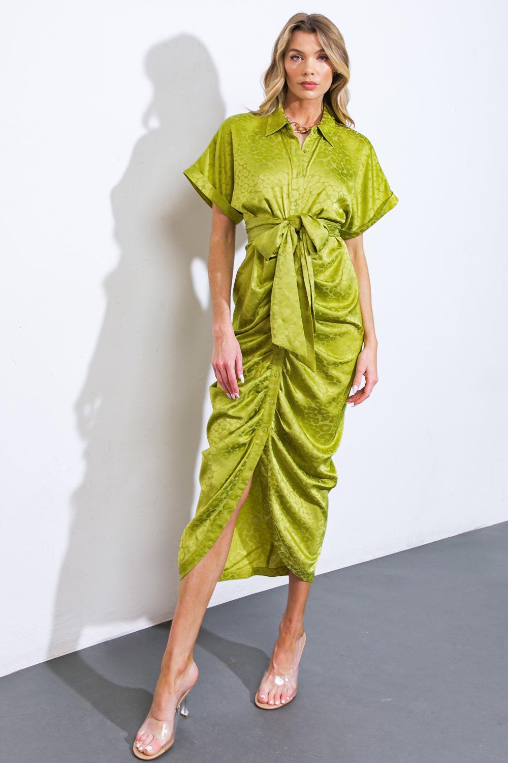 COMING TO MY SENSES WOVEN SATIN MIDI DRESS Flying Tomato