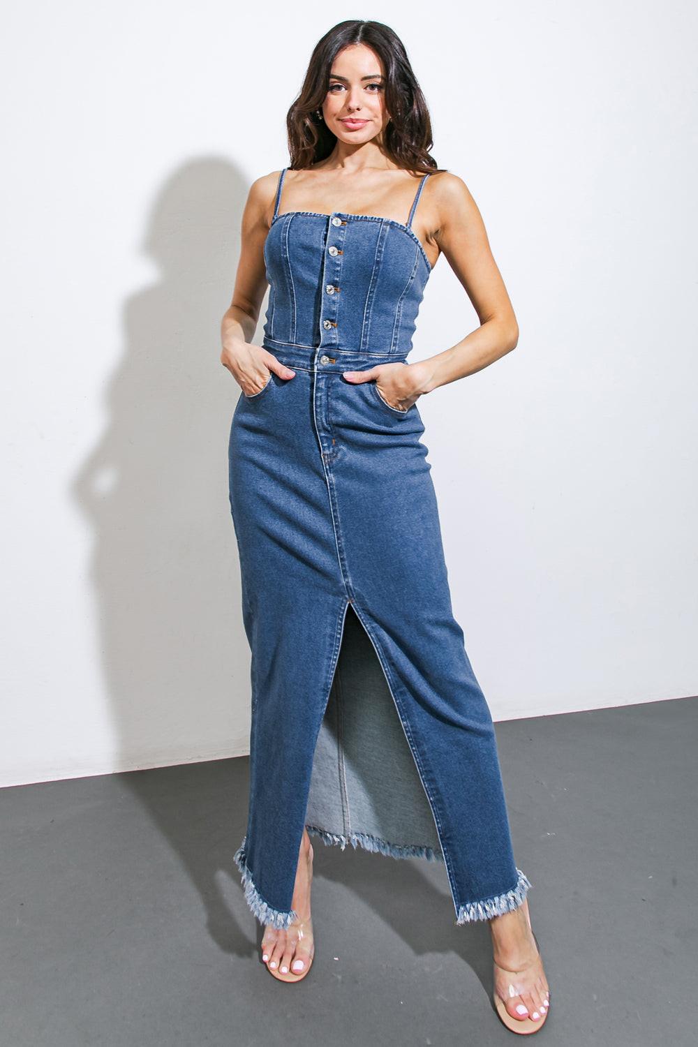 ENDLESS HORIZONS DENIM MIDI DRESS Flying Tomato