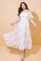LOVE IN YOUR EYES WOVEN MIDI DRESS Flying Tomato