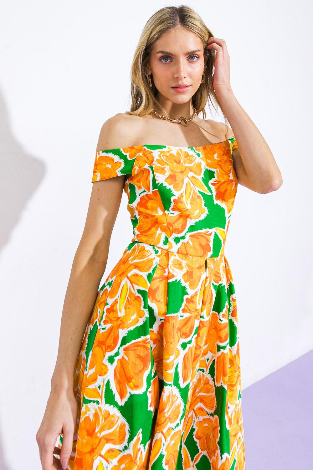WHERE I WANT TO BE TWILL MIDI DRESS Flying Tomato