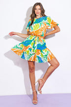 LISTEN TO THE MUSIC WOVEN MINI DRESS Flying Tomato