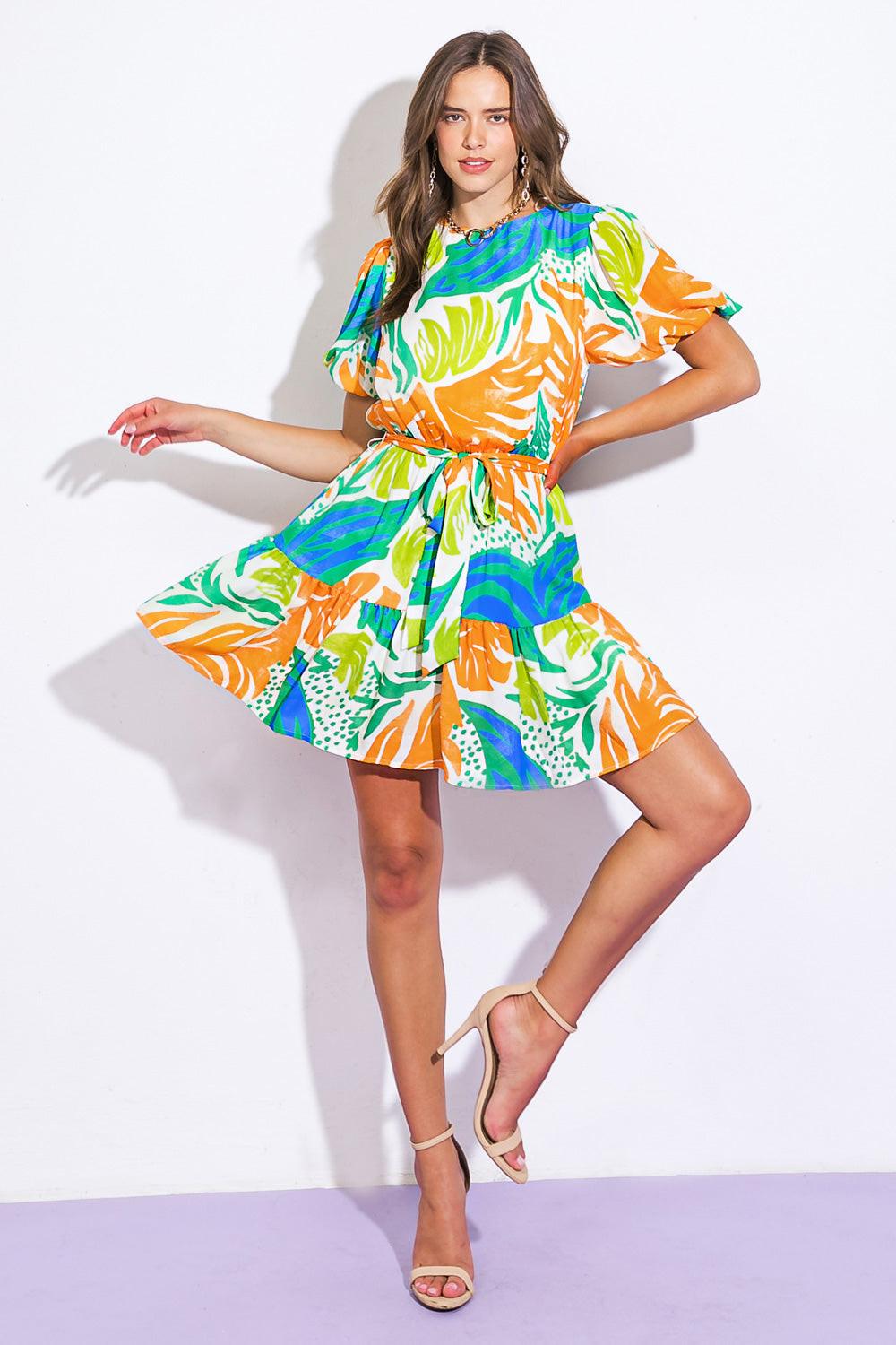 LISTEN TO THE MUSIC WOVEN MINI DRESS Flying Tomato
