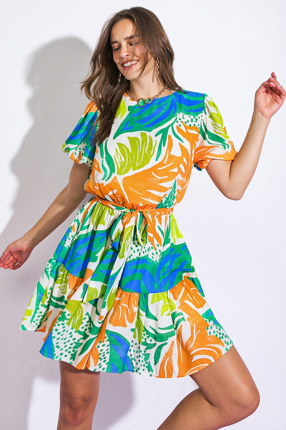 LISTEN TO THE MUSIC WOVEN MINI DRESS Flying Tomato