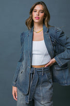 GIVE IT YOUR ALL DENIM BLAZER Flying Tomato