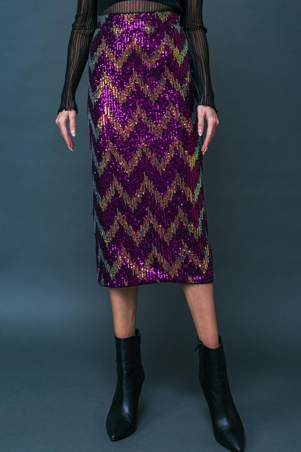 BE HAPPY FRIEND SEQUIN MIDI SKIRT Flying Tomato