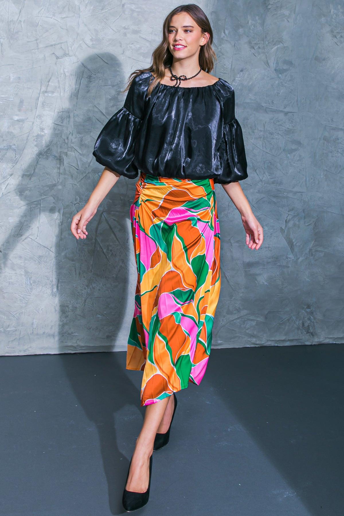 GRACEFUL IMPRESSION WOVEN MIDI SKIRT Flying Tomato