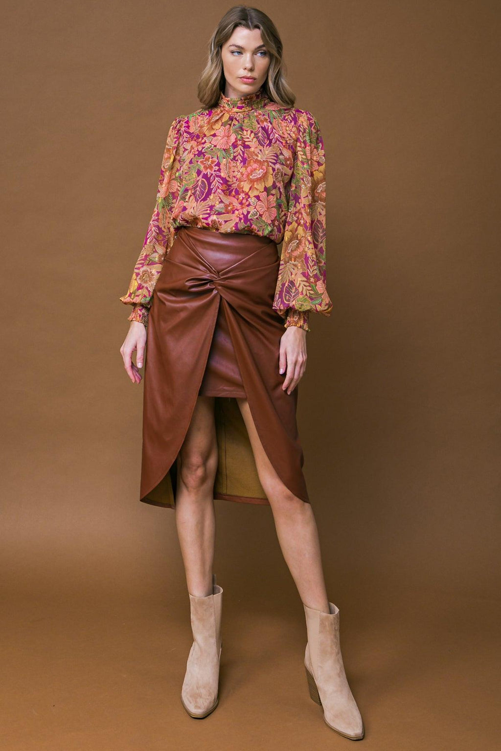 CHOOSE US LEATHER MIDI SKIRT Flying Tomato