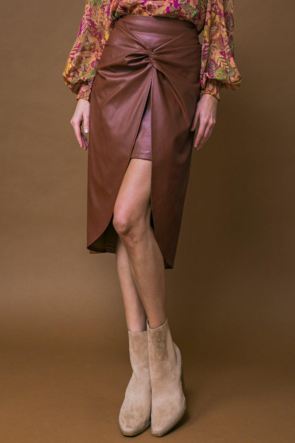 CHOOSE US LEATHER MIDI SKIRT Flying Tomato