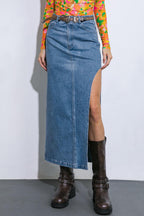 KEEP SHINING DENIM MIDI SKIRT Flying Tomato