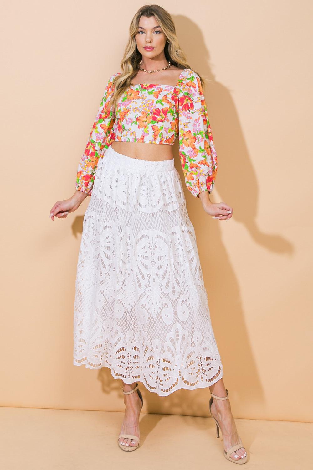 DREAMY NIGHTS WOVEN MIDI SKIRT Flying Tomato