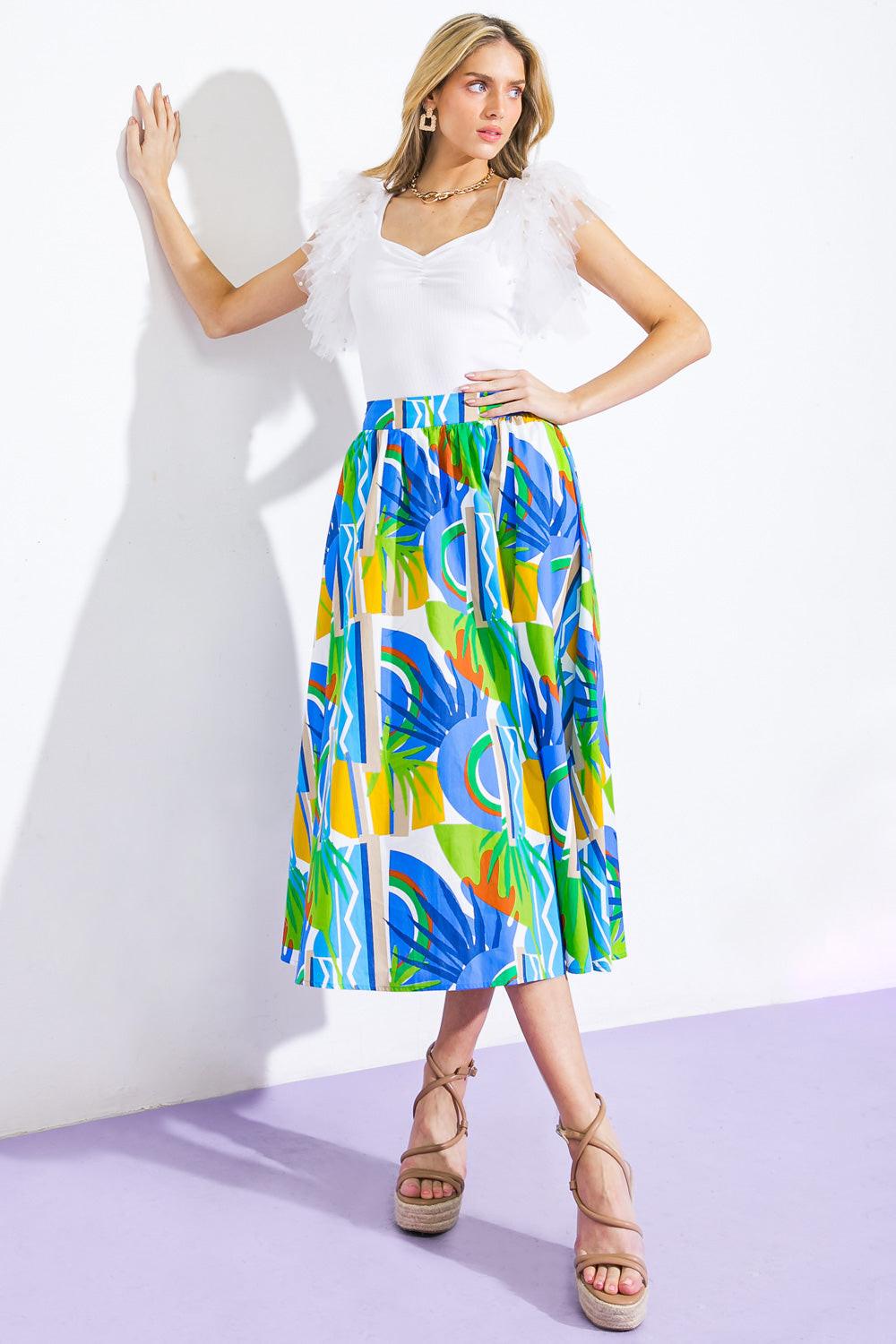 ARE WE THERE YET WOVEN MIDI SKIRT Flying Tomato