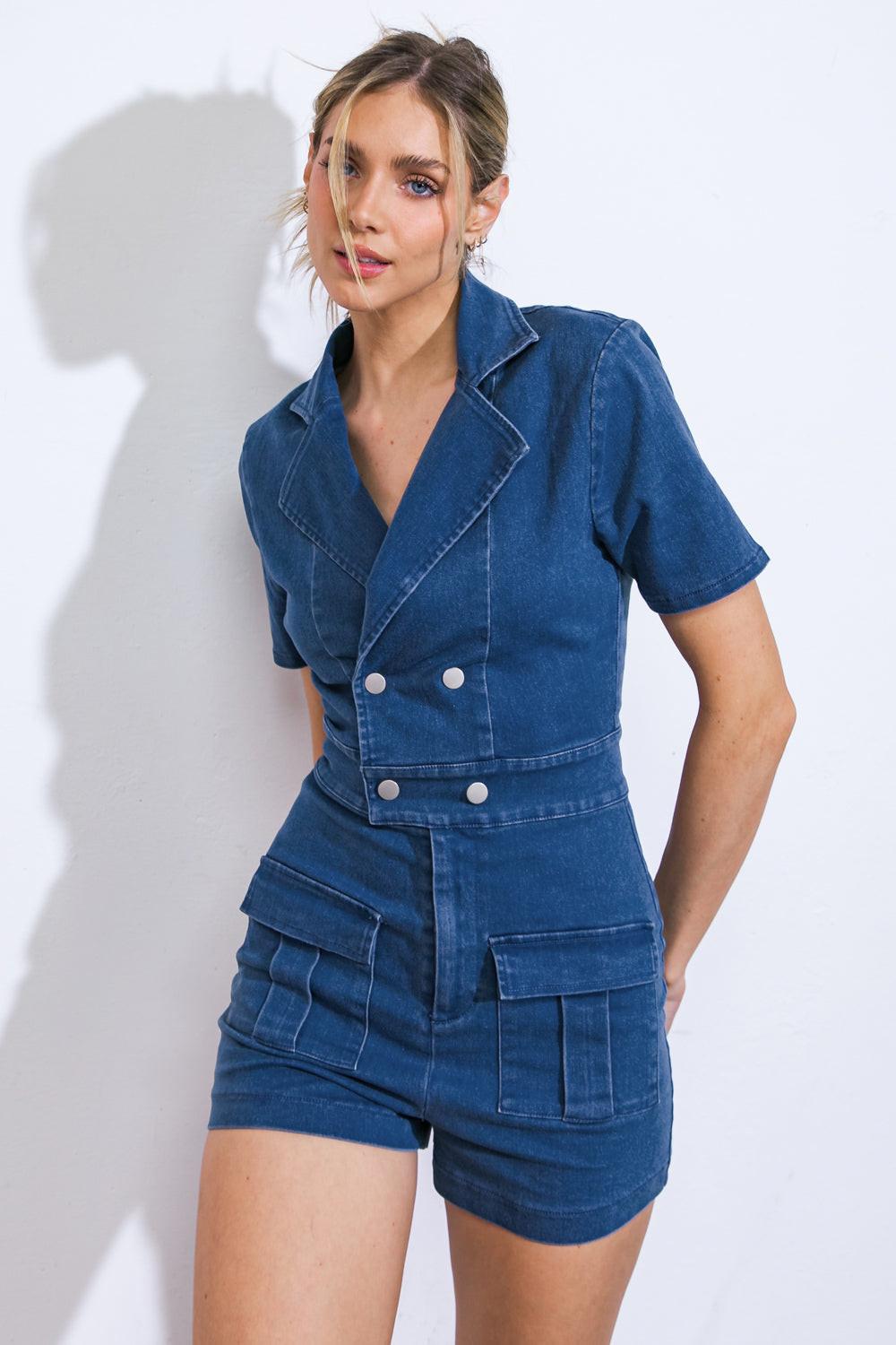 THIS ISN'T GOODBYE DENIM ROMPER Flying Tomato