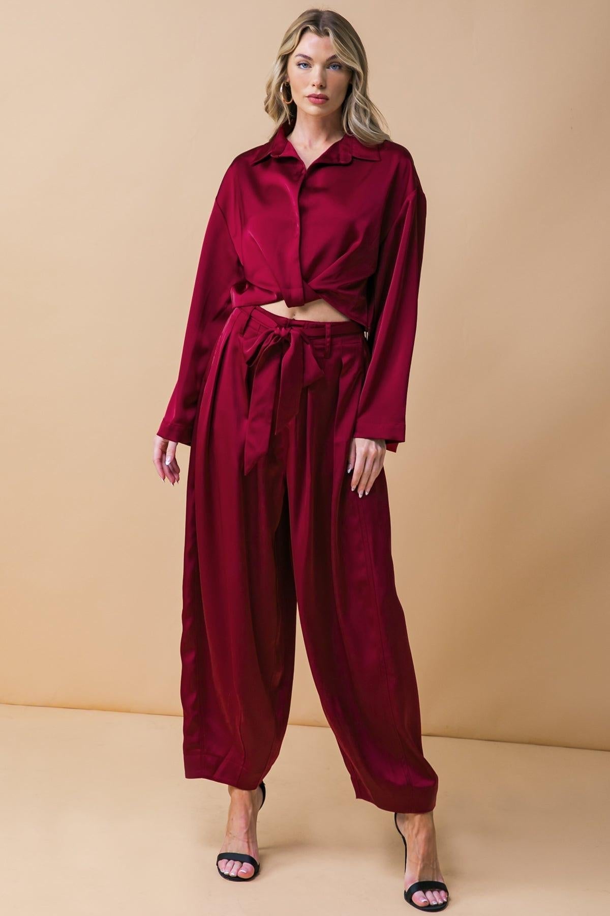 POWERFUL CHARM WOVEN SATIN PANTS Flying Tomato