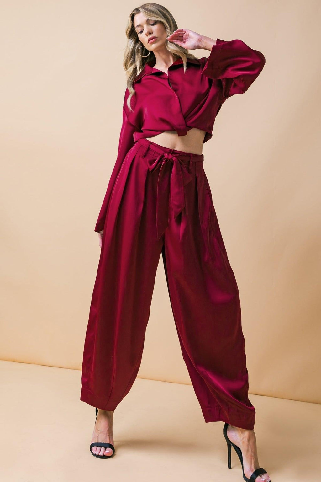 POWERFUL CHARM WOVEN SATIN PANTS Flying Tomato