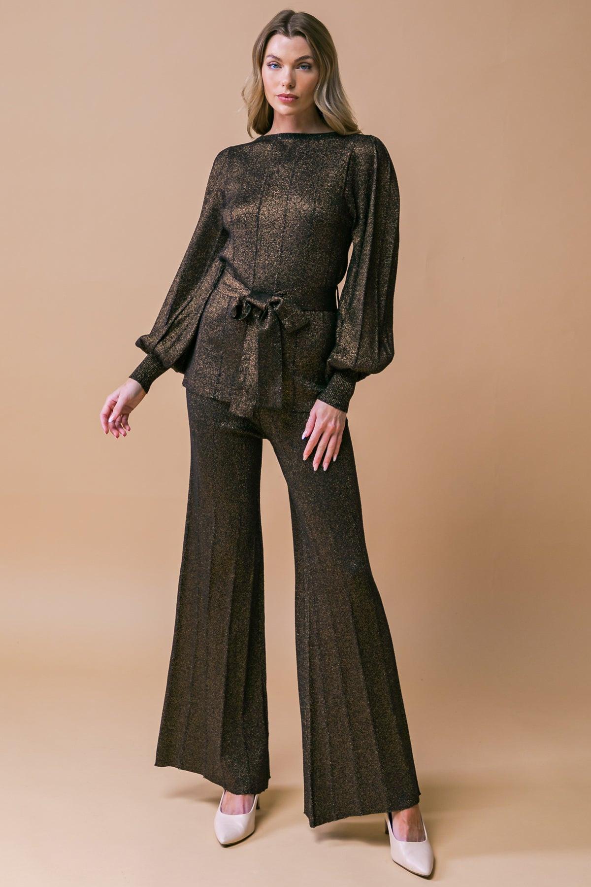 STUNNING STANCE METALLIC SWEATER TUNIN AND PANT SET Flying Tomato