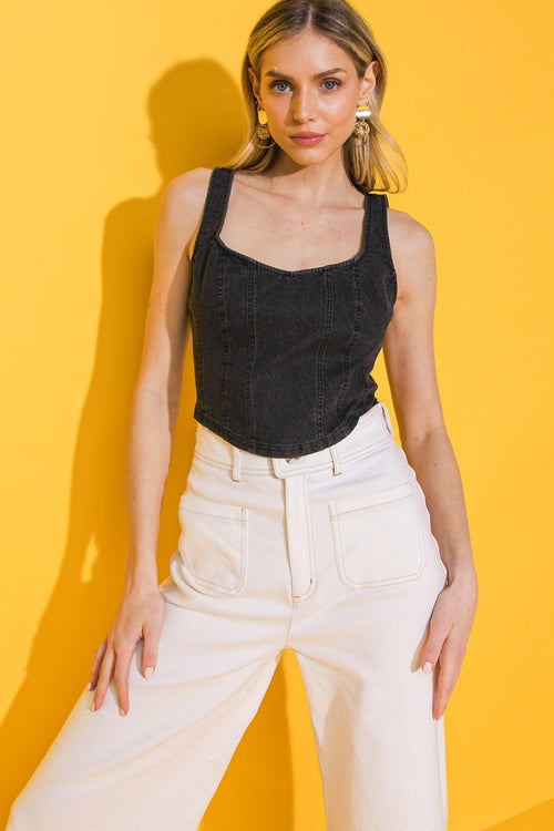ALL AHEAD DENIM CROP TOP Flying Tomato