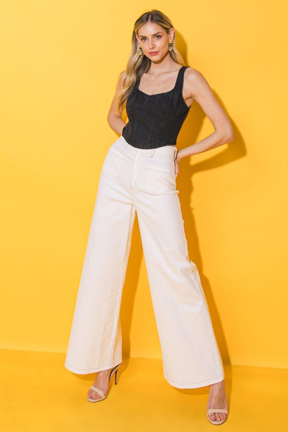 ALL AHEAD DENIM CROP TOP Flying Tomato