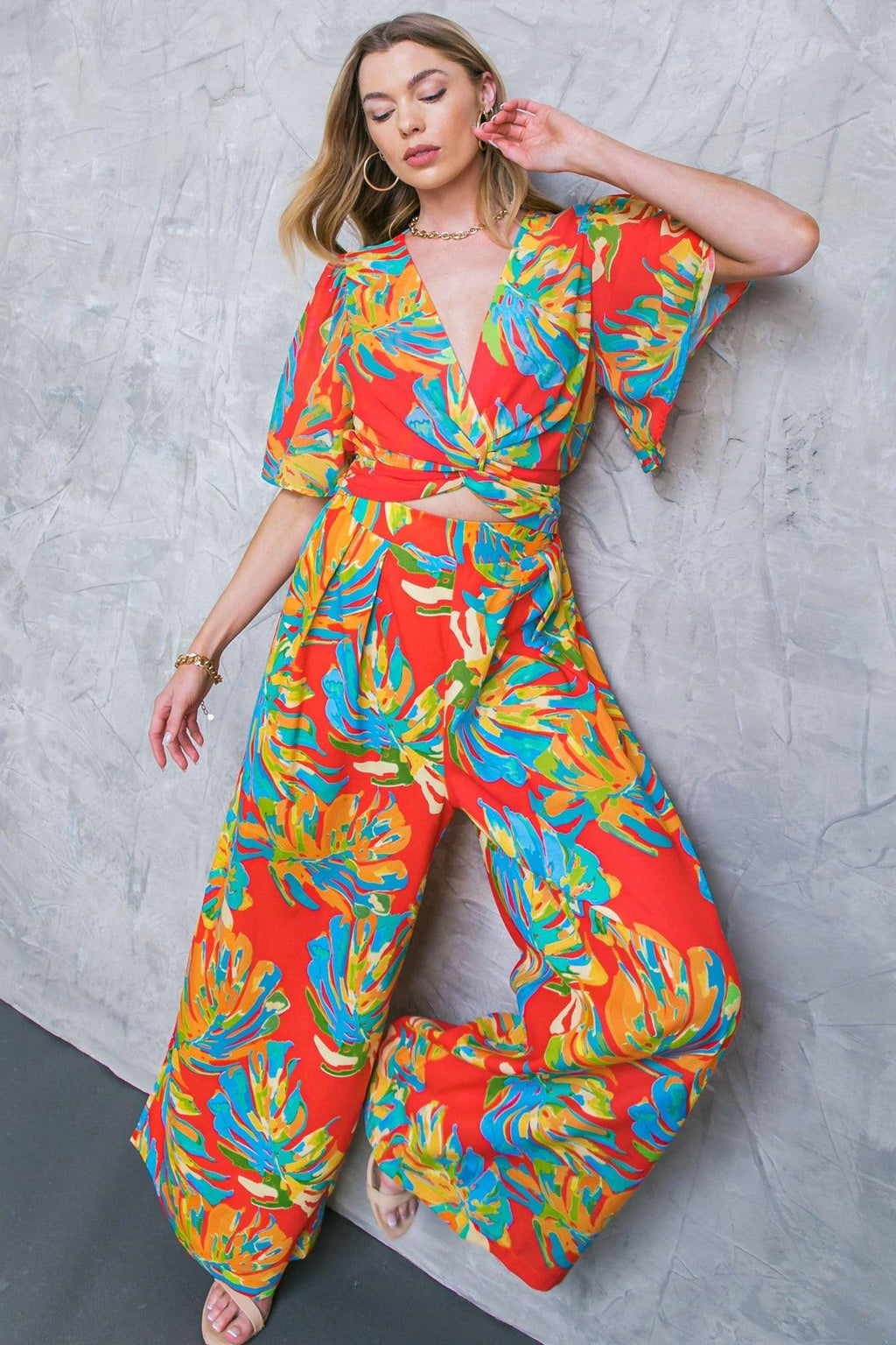 HERE FOR FUN RED WOVEN TOP Flying Tomato