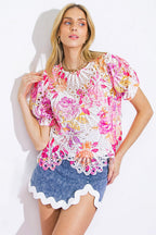 CAN'T BE OUTDONE WOVEN TOP Flying Tomato