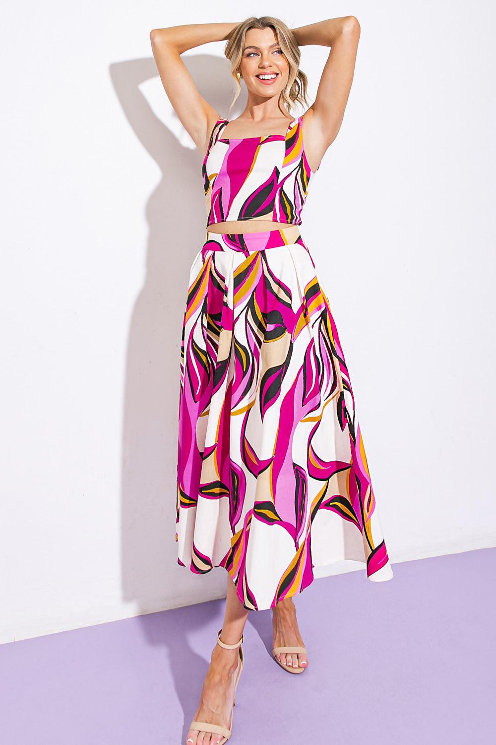 COCKTAIL CLUB WOVEN TWILL TOP AND SKIRT Flying Tomato
