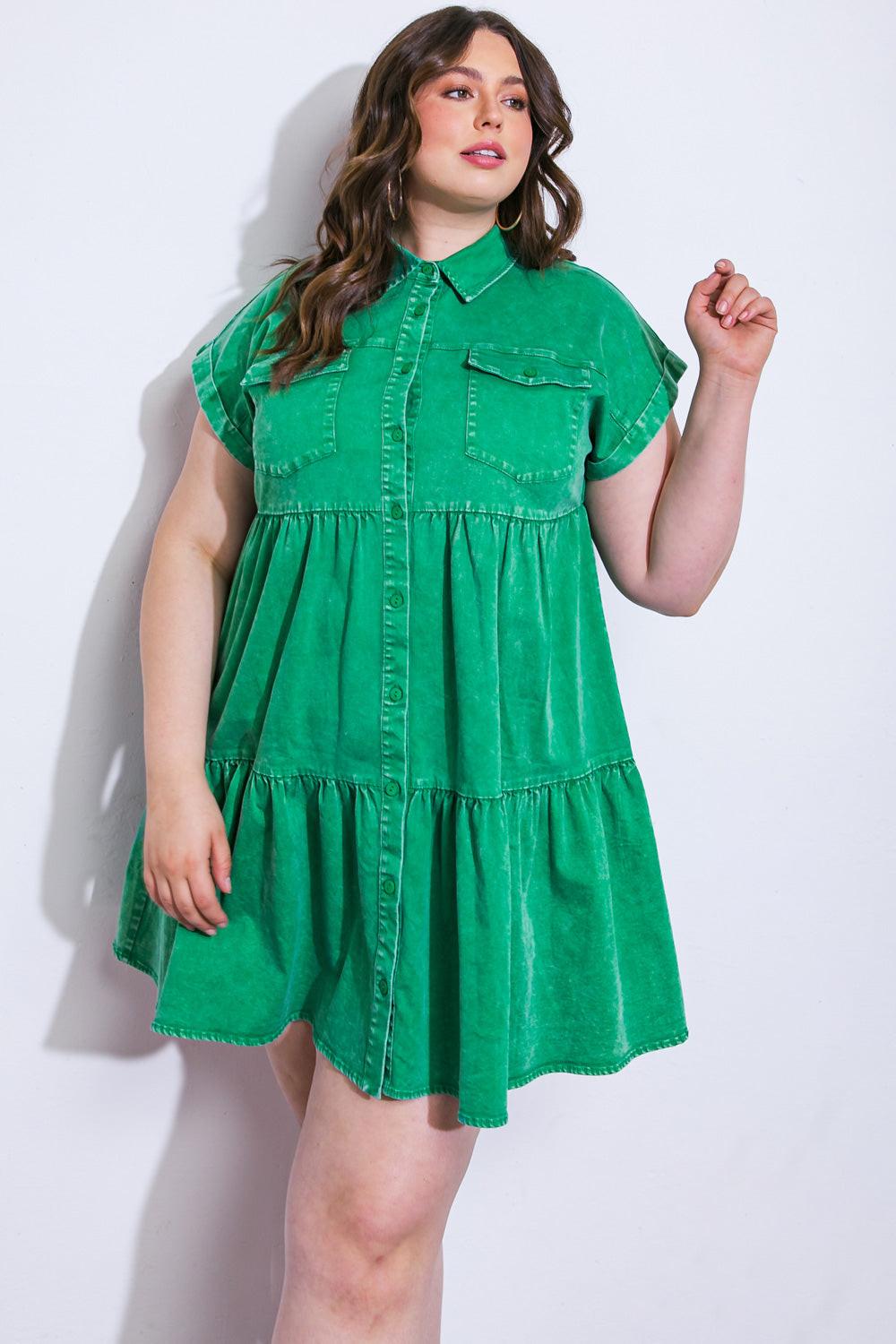 NO DULL MOMENTS DENIM MINI DRESS Flying Tomato