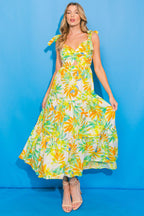 VACATION VIEWS FLORAL WOVEN MIDI DRESS Flying Tomato